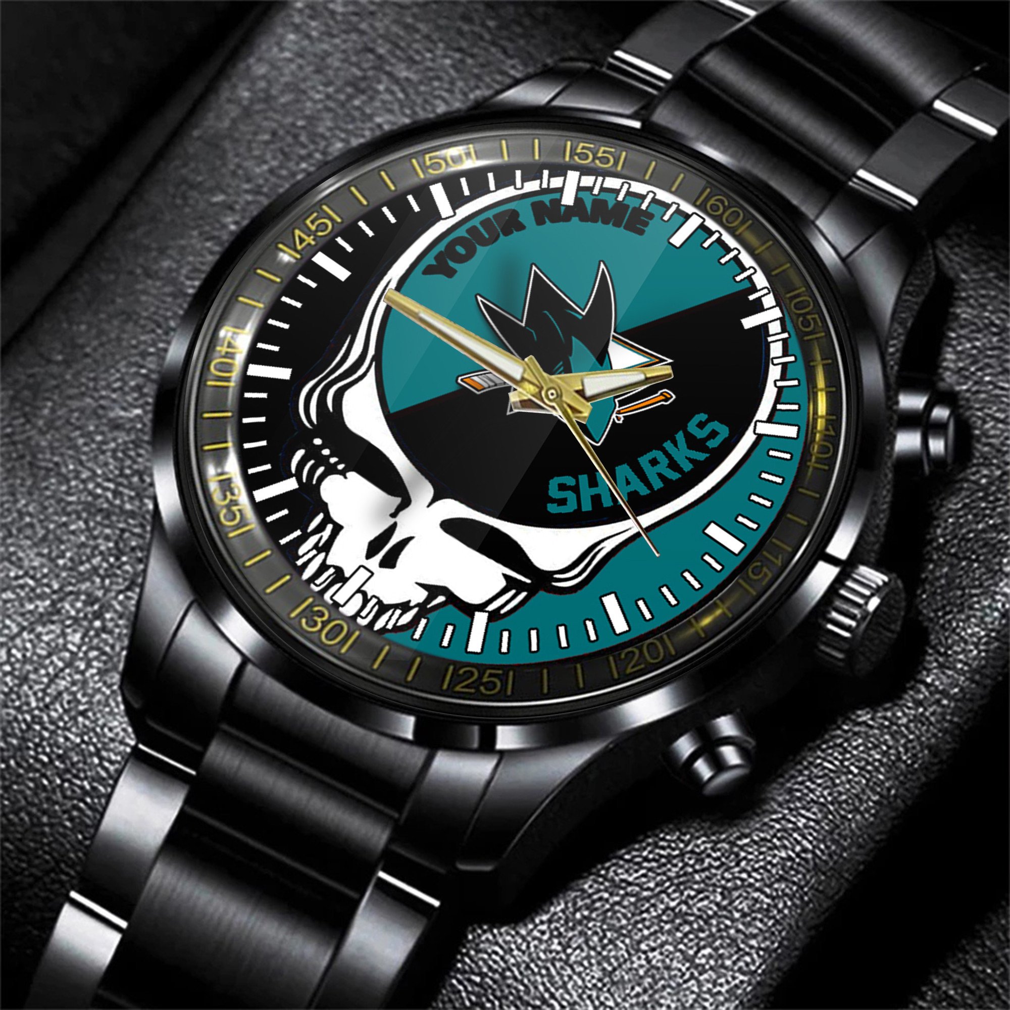 san jose sharks nhl skull personalized hand watch gift for fans qtxyp