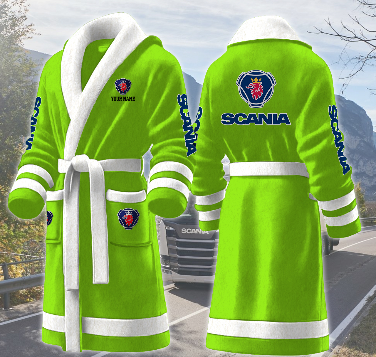 scania ab personalized fleece bathrobe 24ykv