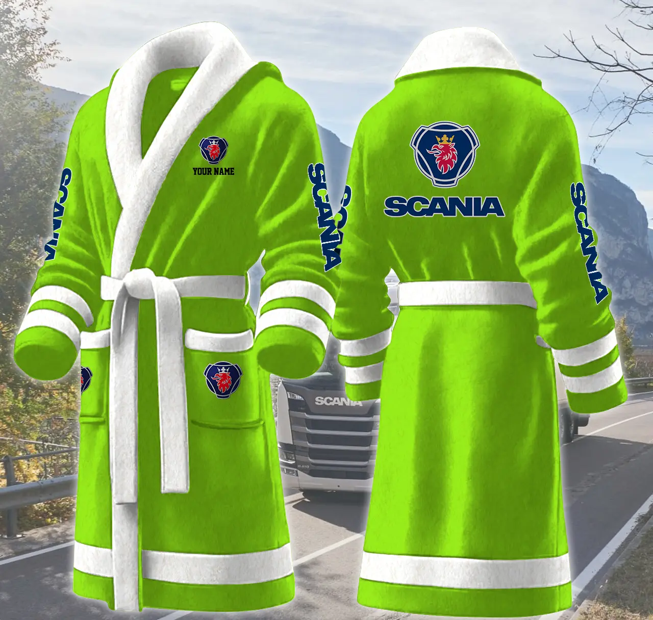 scania ab personalized fleece bathrobe 24ykv