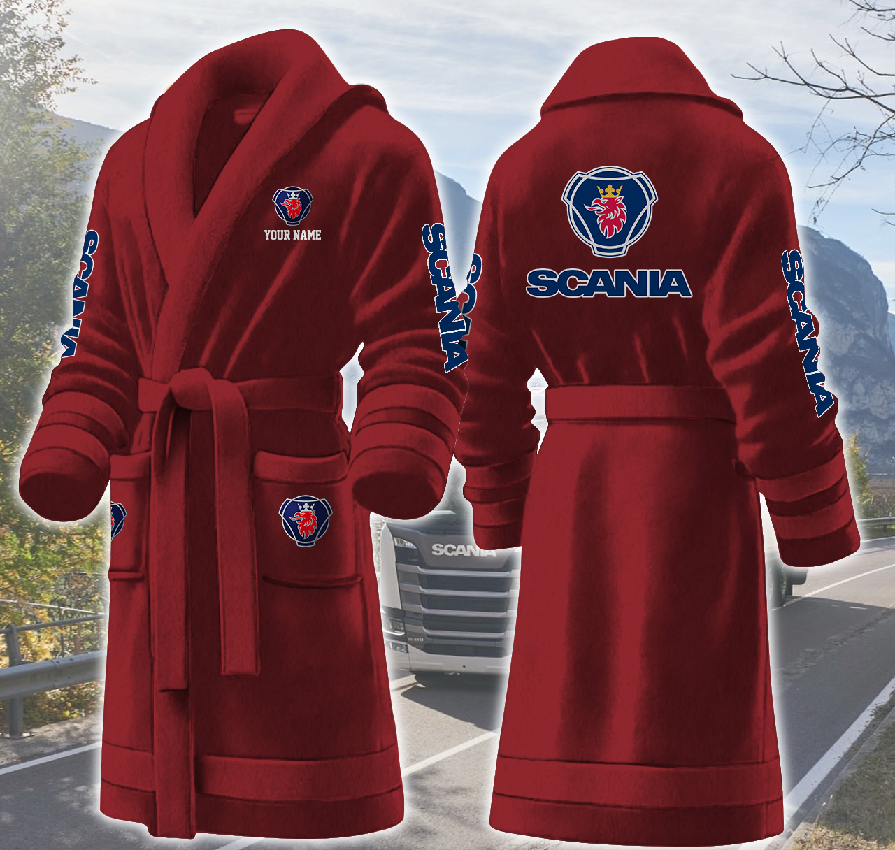 scania ab personalized fleece bathrobe fuikc