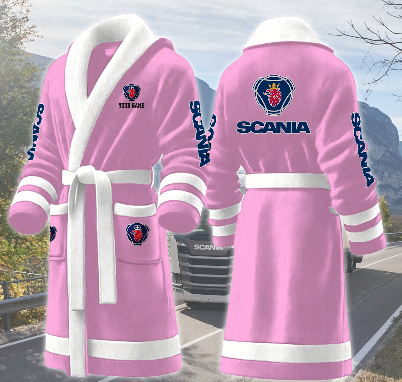 scania ab personalized fleece bathrobe idtgw