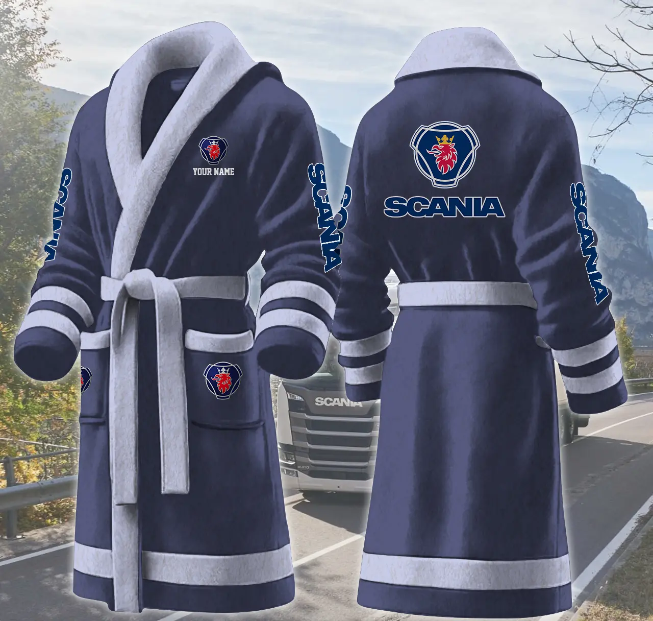 scania ab personalized fleece bathrobe kkokw