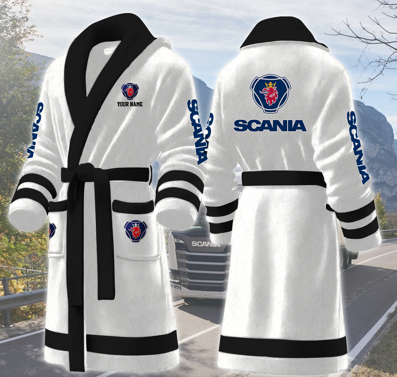 scania ab personalized fleece bathrobe tcb1k