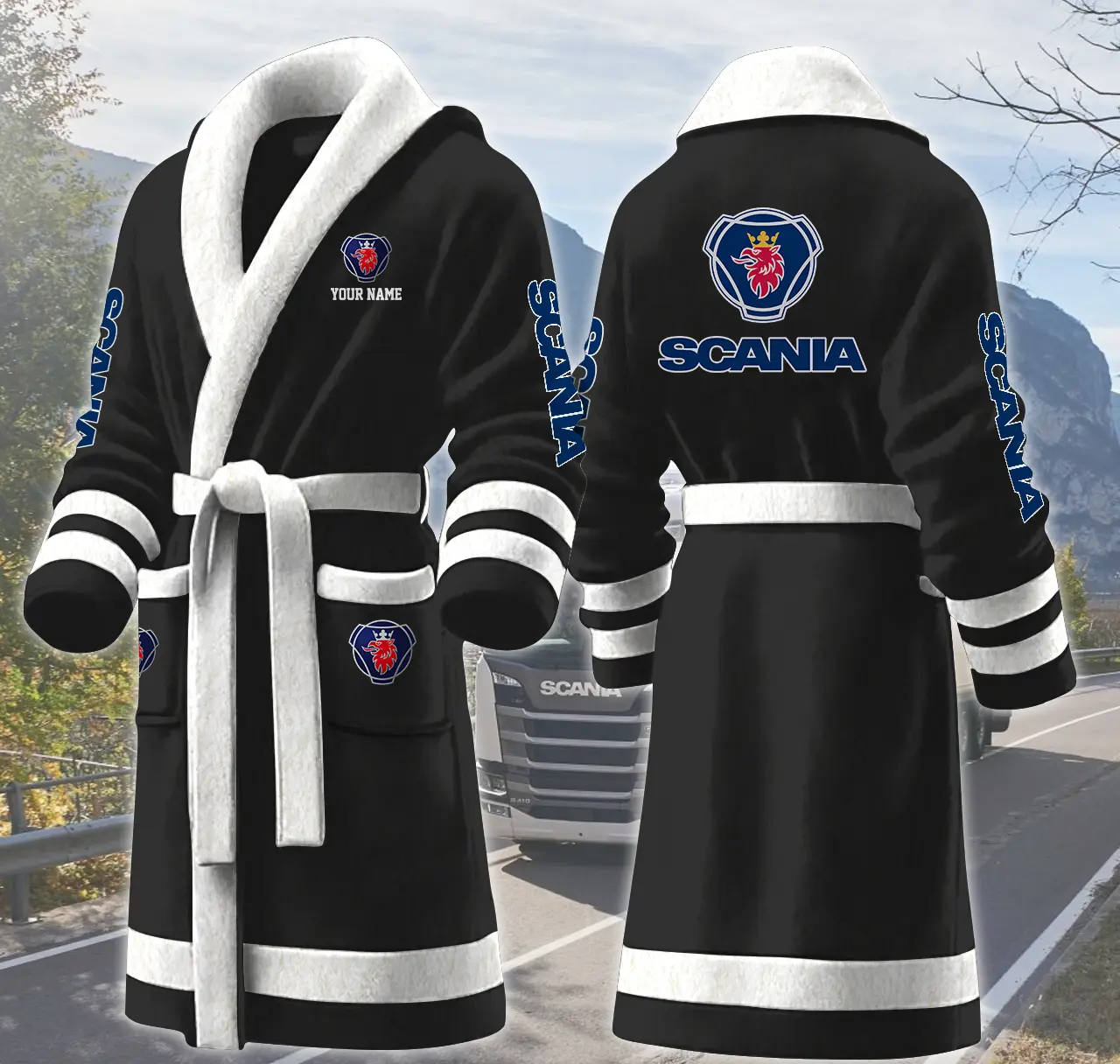 scania motocycles personalized fleece bathrobe lrtje