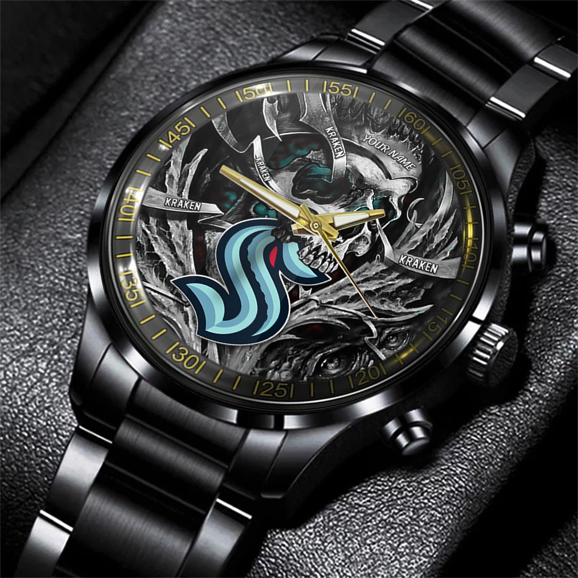 seattle kraken nhl skull personalized hand watch gift for fans deti4