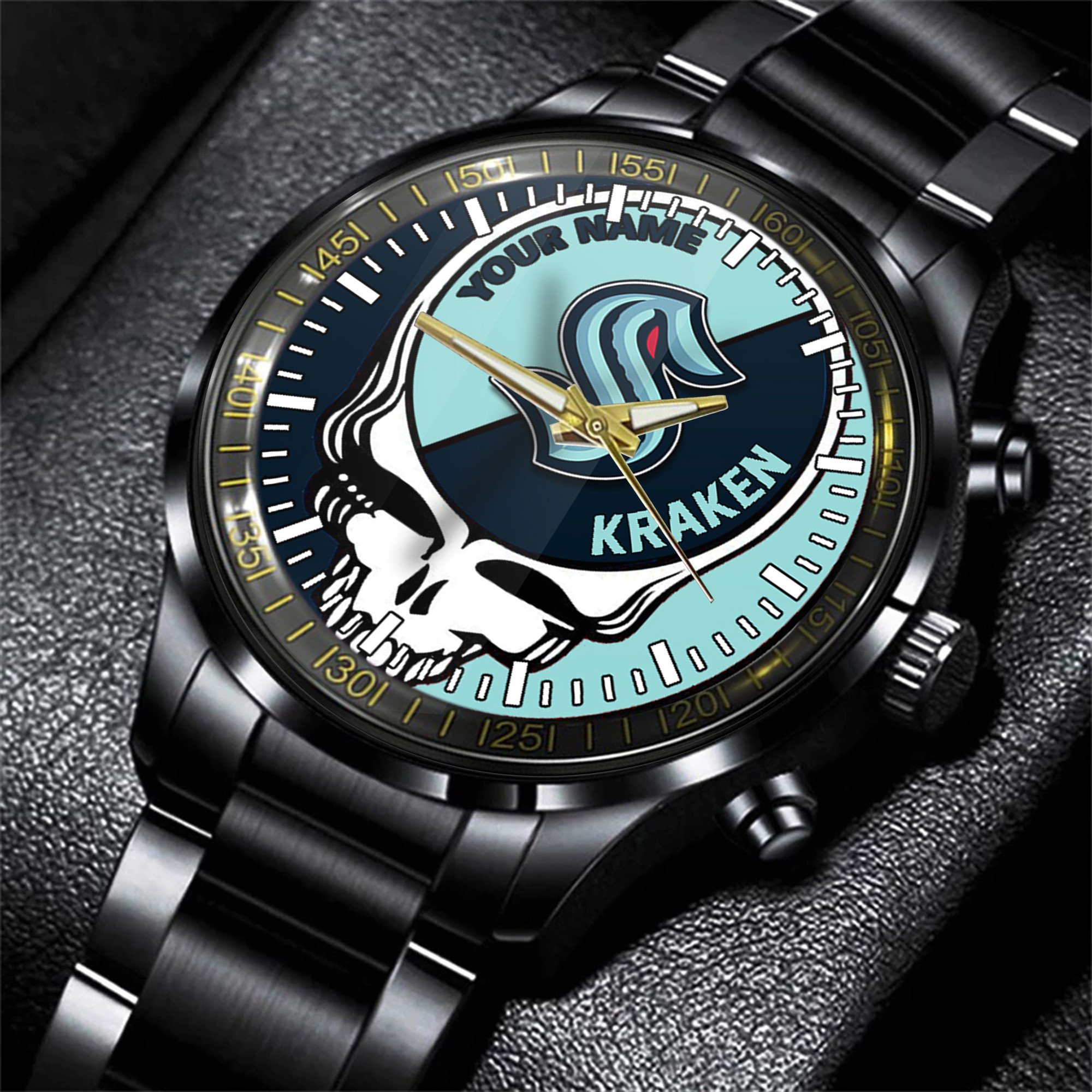 seattle kraken nhl skull personalized hand watch gift for fans lyxtz