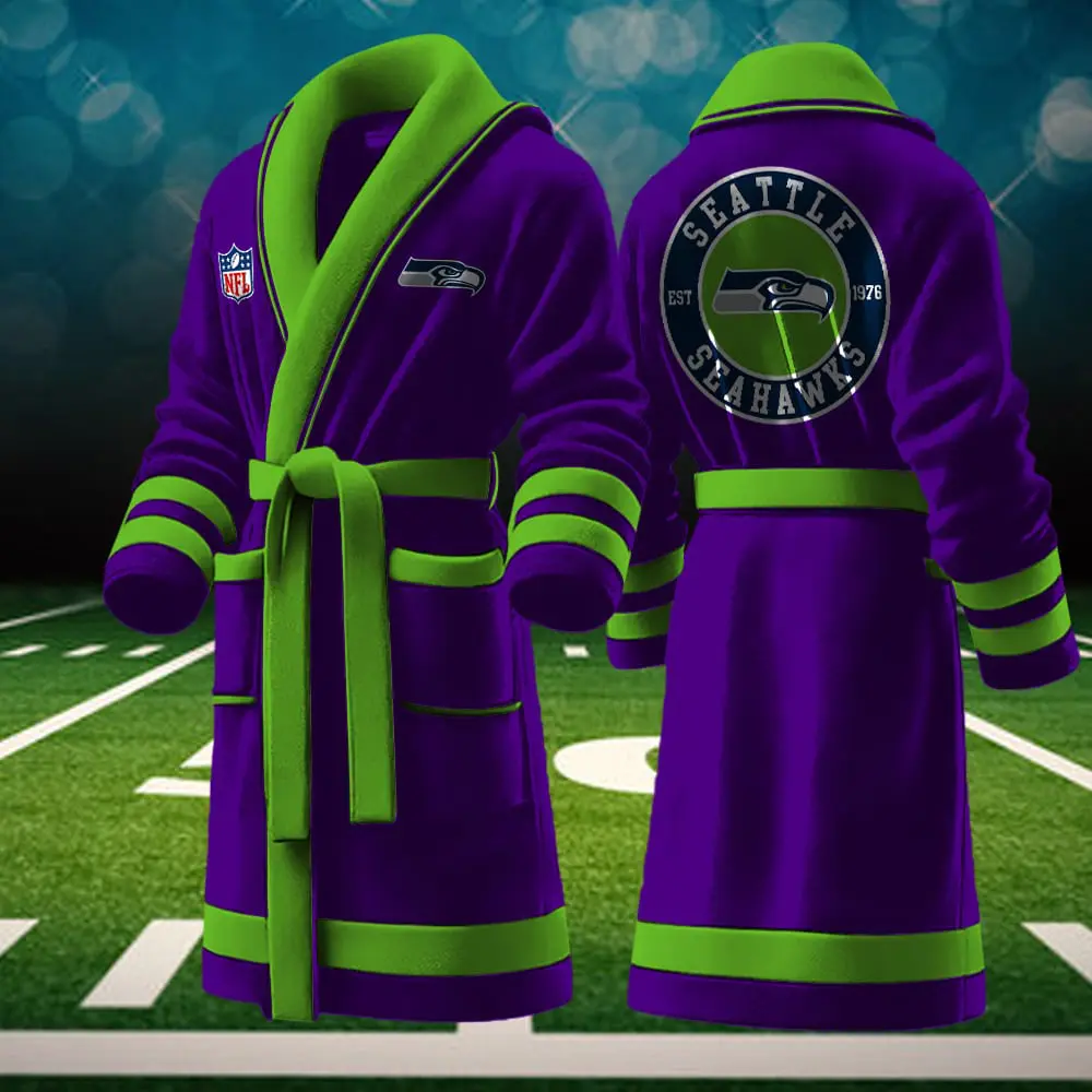 seattle seahawks nfl personalized fleece bathrobe 4hdhm
