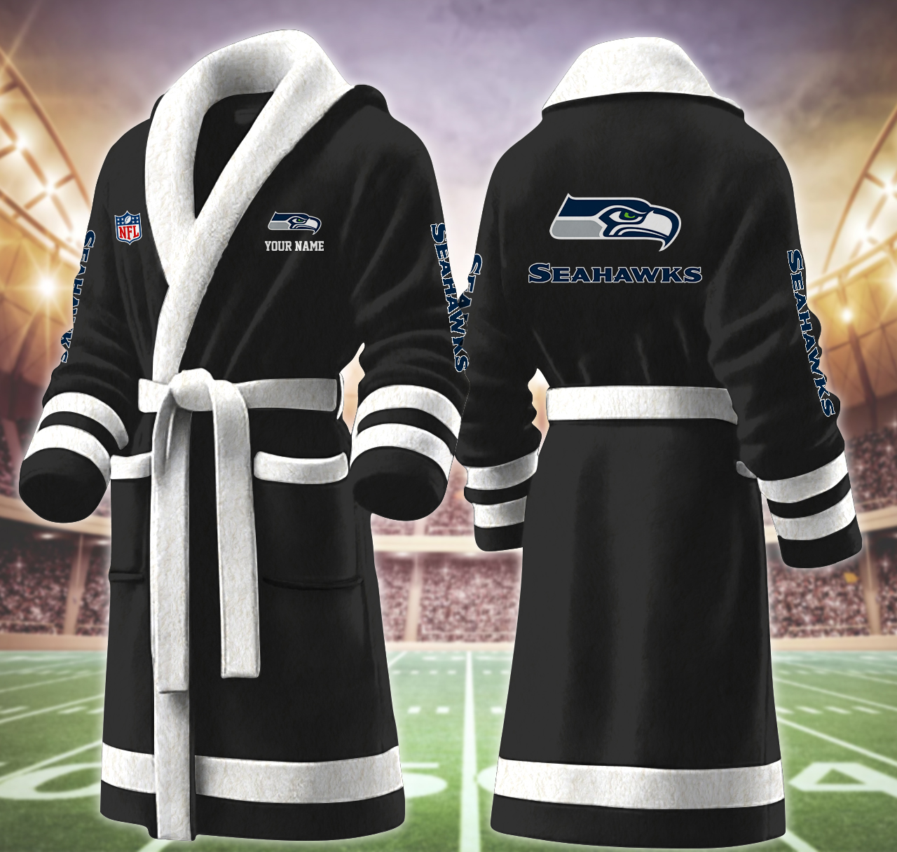 seattle seahawks nfl personalized fleece bathrobe 8mrlk