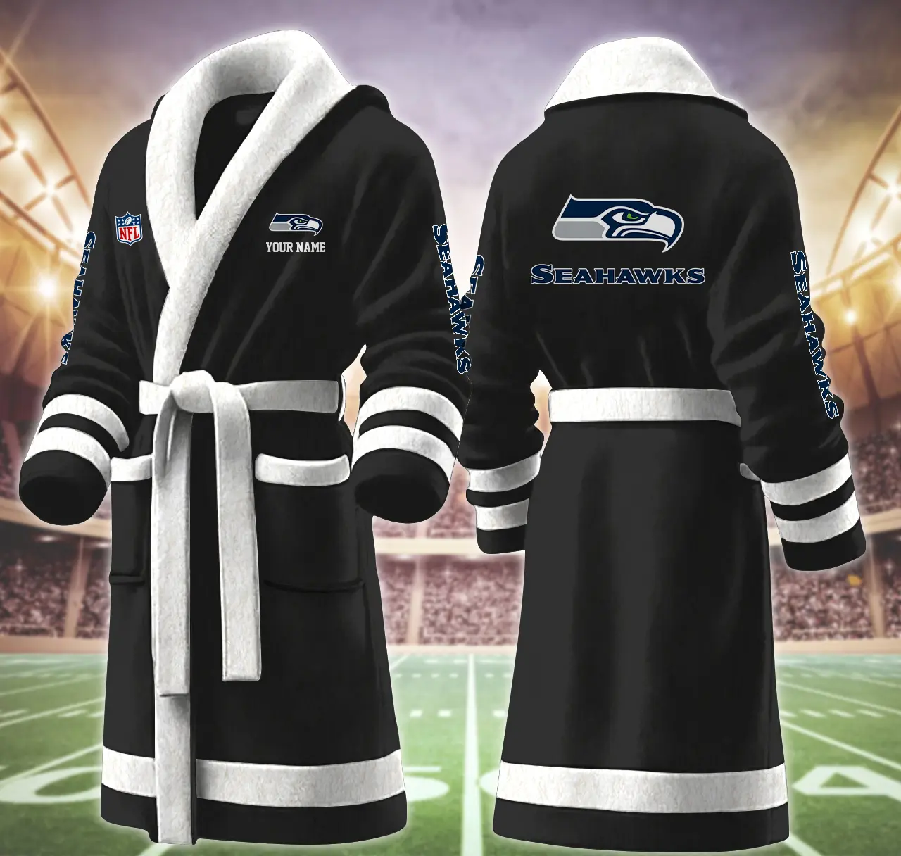 seattle seahawks nfl personalized fleece bathrobe 8mrlk