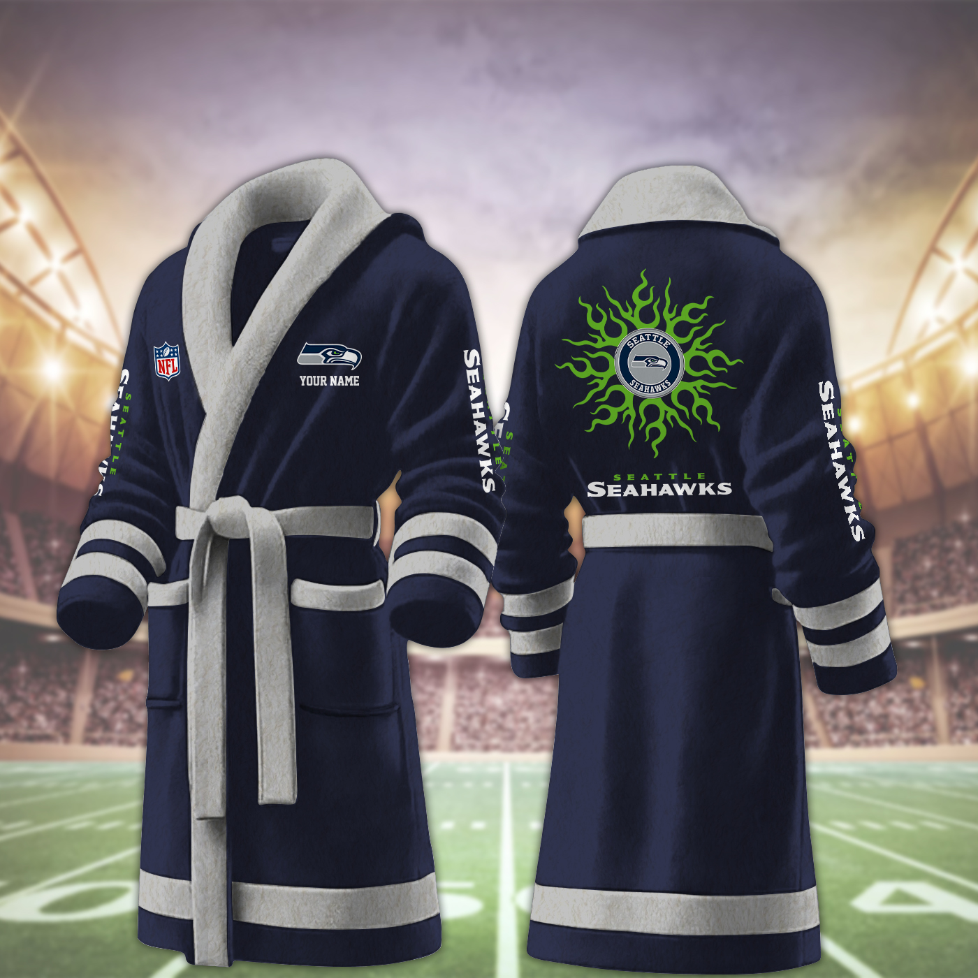 seattle seahawks nfl personalized fleece bathrobe 9ri34