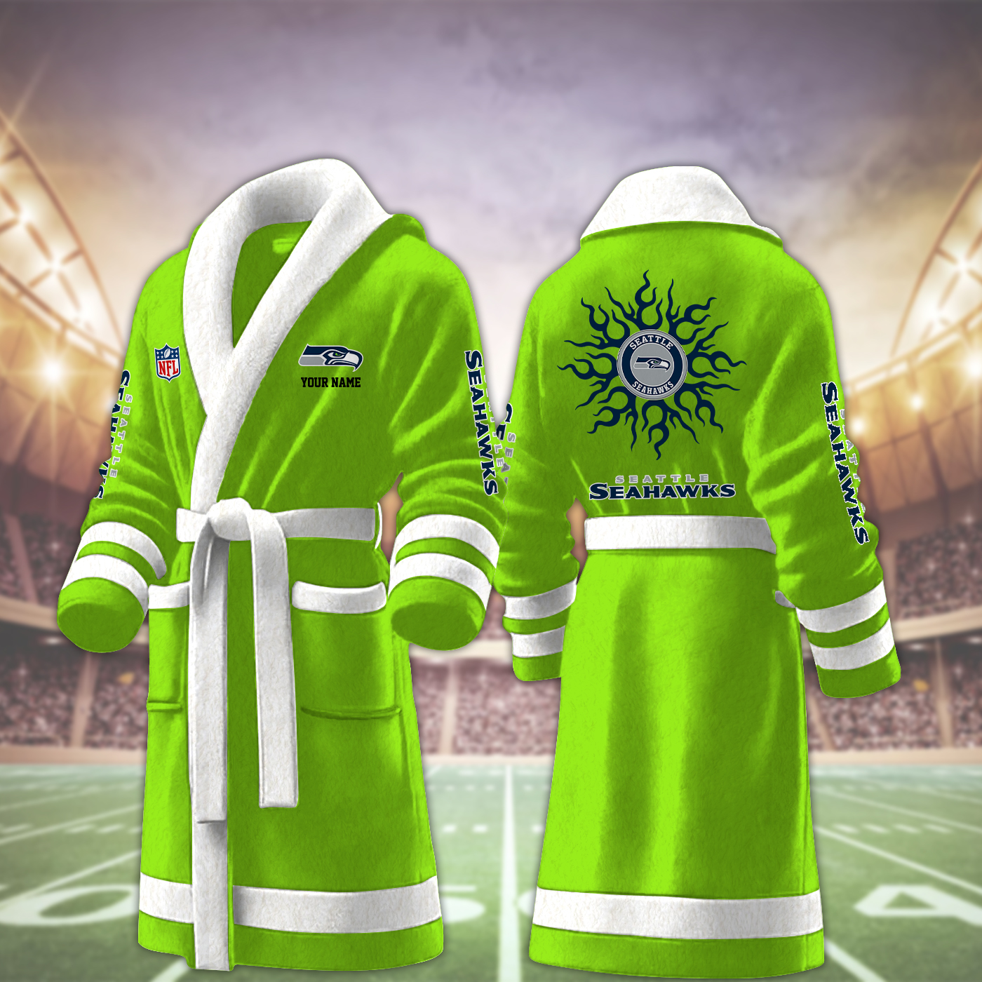 seattle seahawks nfl personalized fleece bathrobe dq7yw