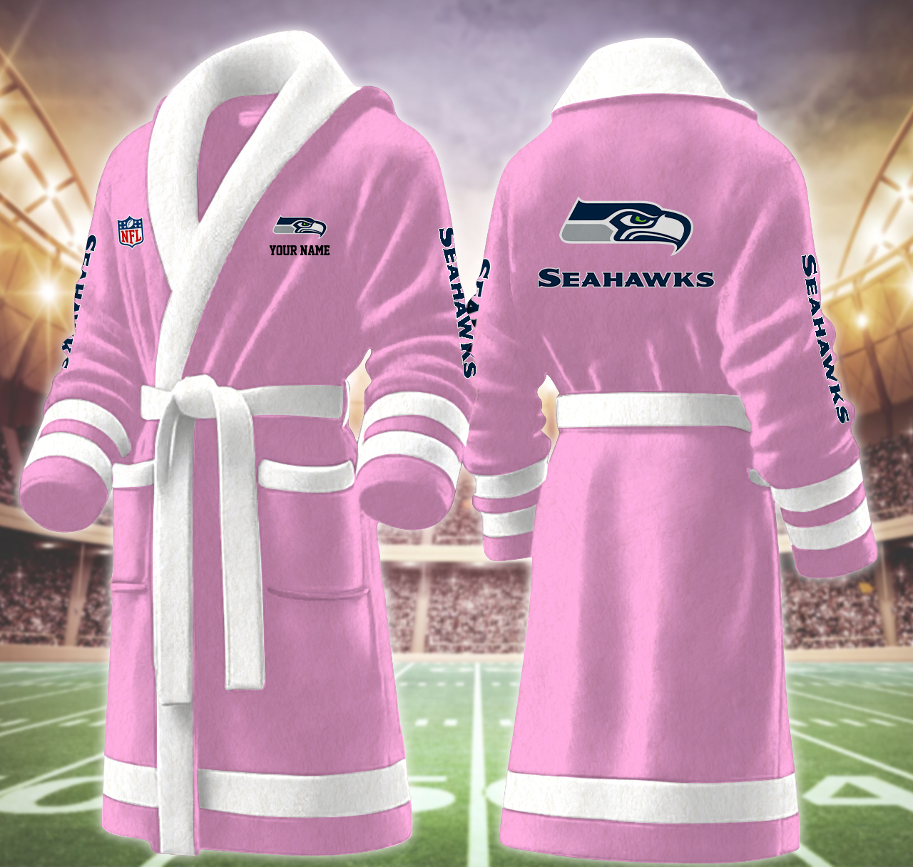 seattle seahawks nfl personalized fleece bathrobe dxfxy