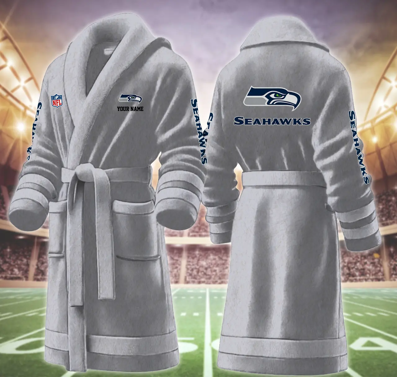 seattle seahawks nfl personalized fleece bathrobe ersp3