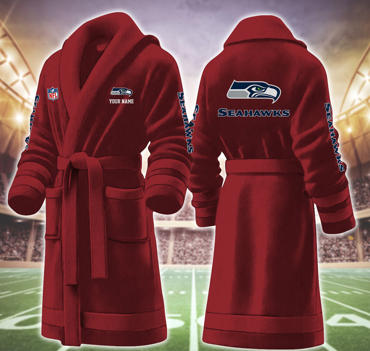 seattle seahawks nfl personalized fleece bathrobe gjgy2