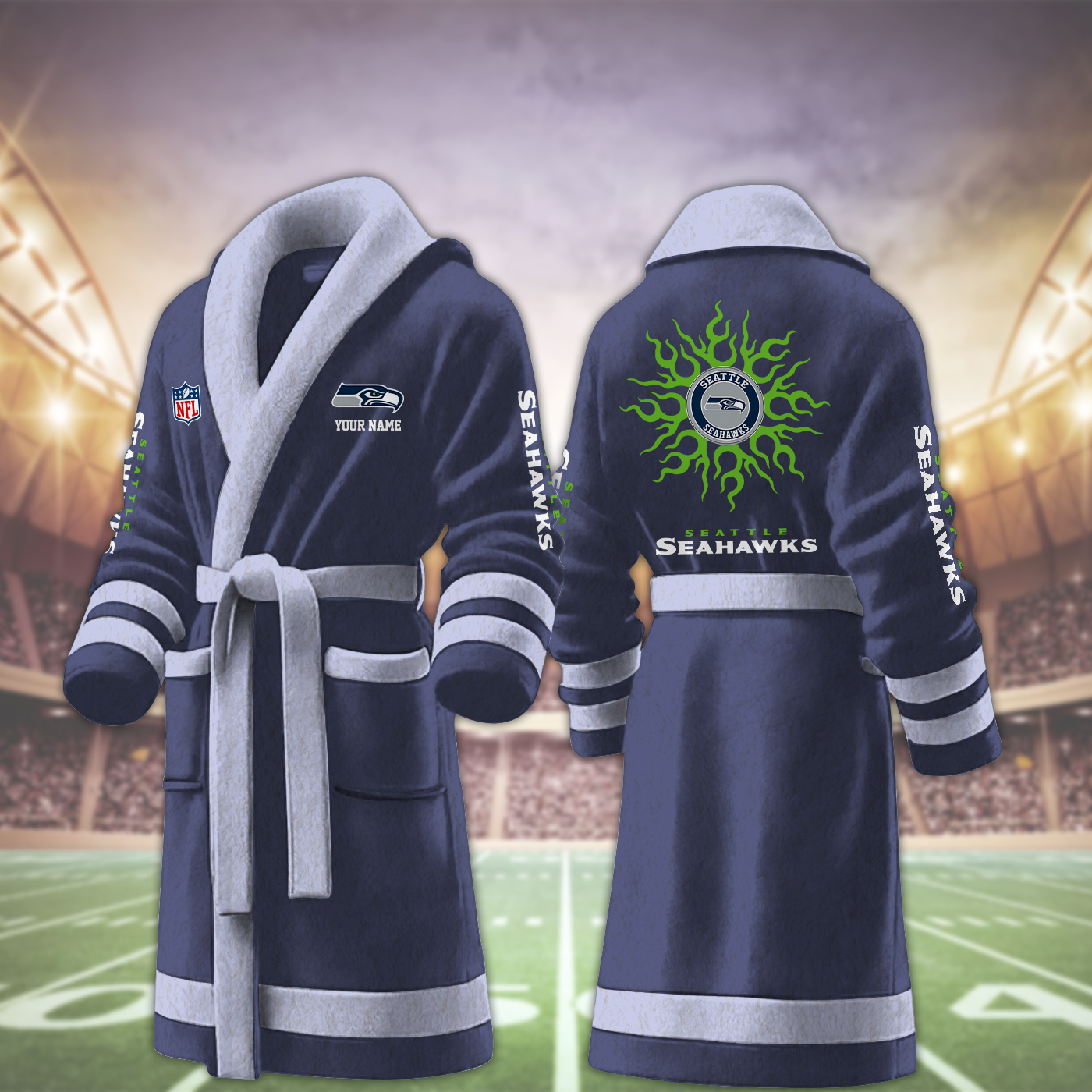 seattle seahawks nfl personalized fleece bathrobe hdw62