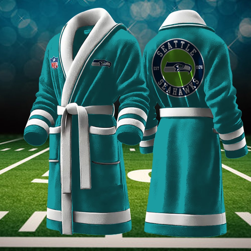 seattle seahawks nfl personalized fleece bathrobe nmgjl