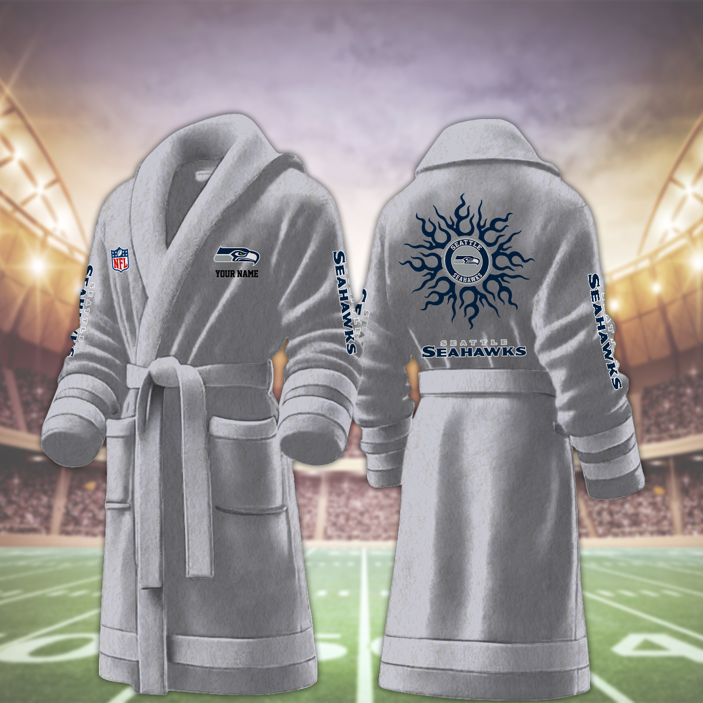 seattle seahawks nfl personalized fleece bathrobe phlje