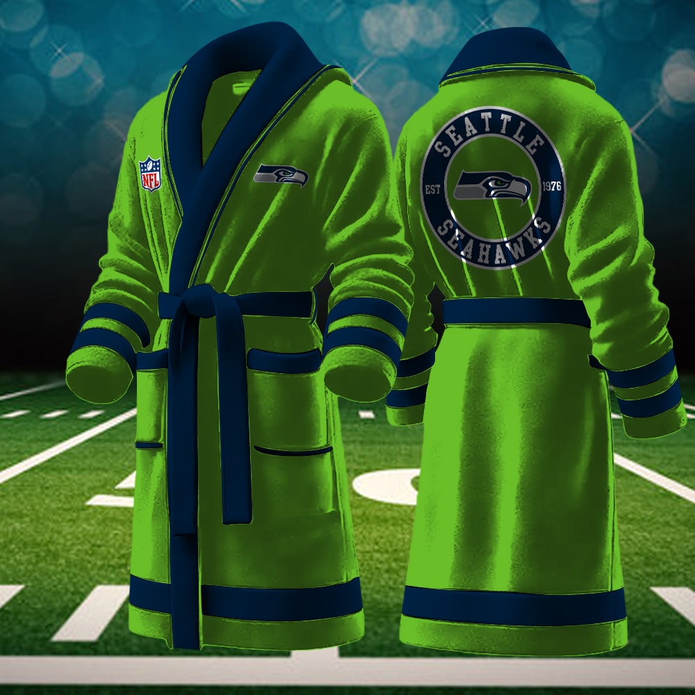 seattle seahawks nfl personalized fleece bathrobe pzzsh