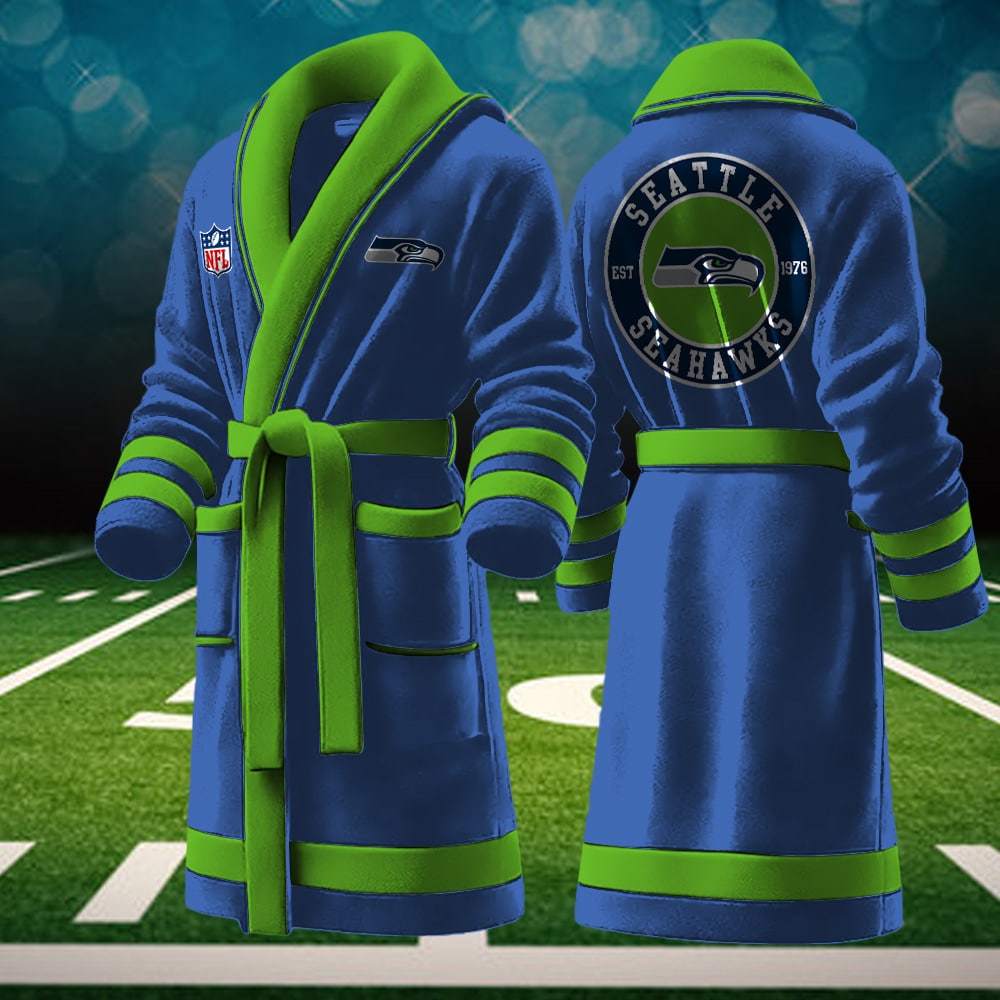 seattle seahawks nfl personalized fleece bathrobe tmo6u