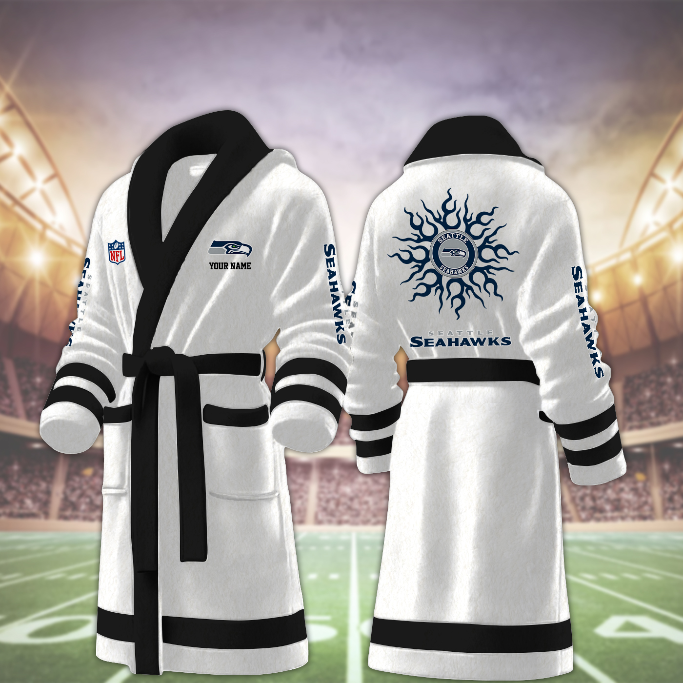 seattle seahawks nfl personalized fleece bathrobe vqcft