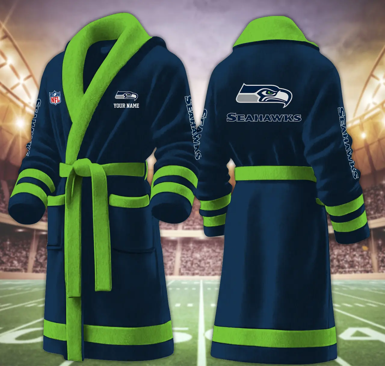 seattle seahawks nfl personalized fleece bathrobe x2xyw