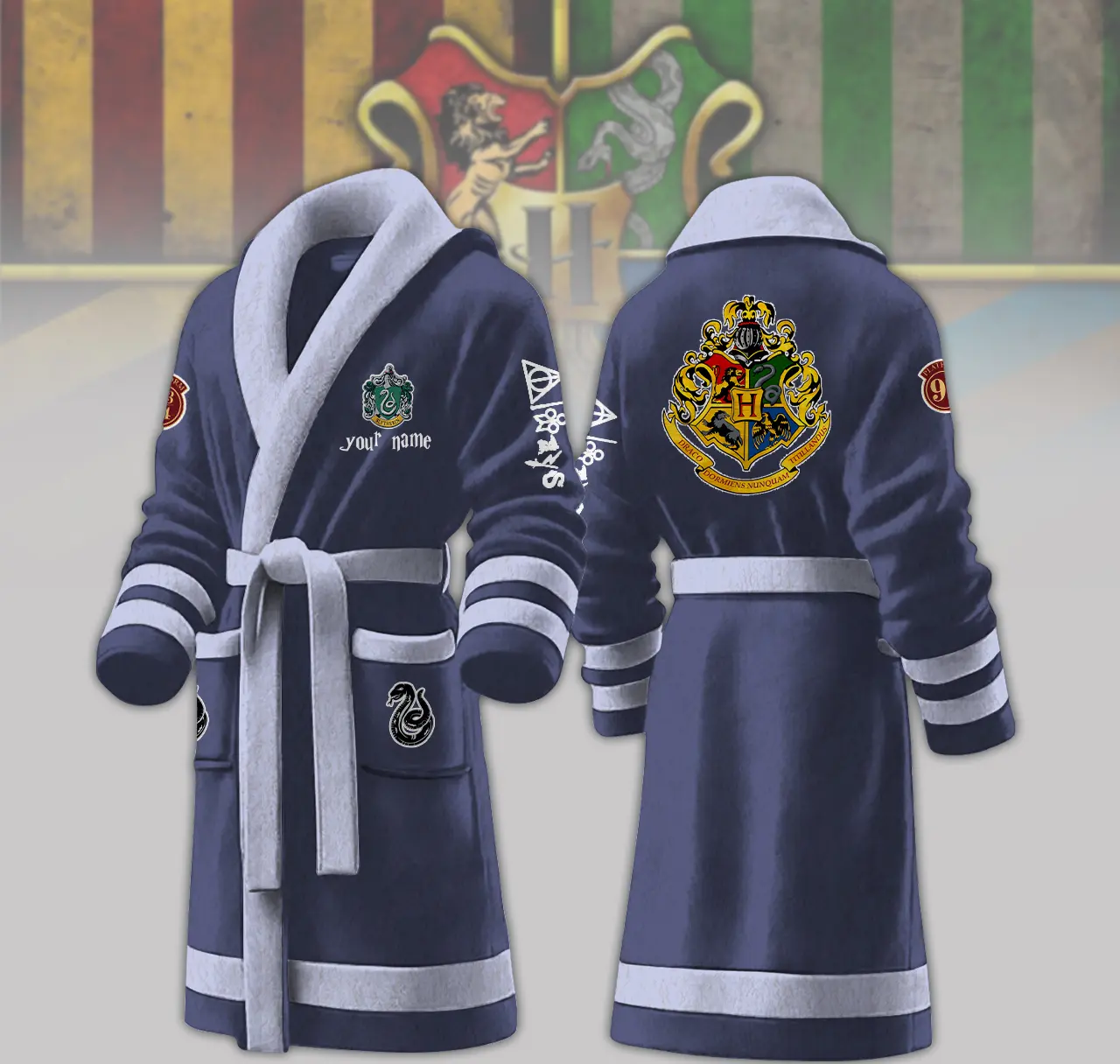 slytherin house harry potter personalized fleece bathrobe 5zn28
