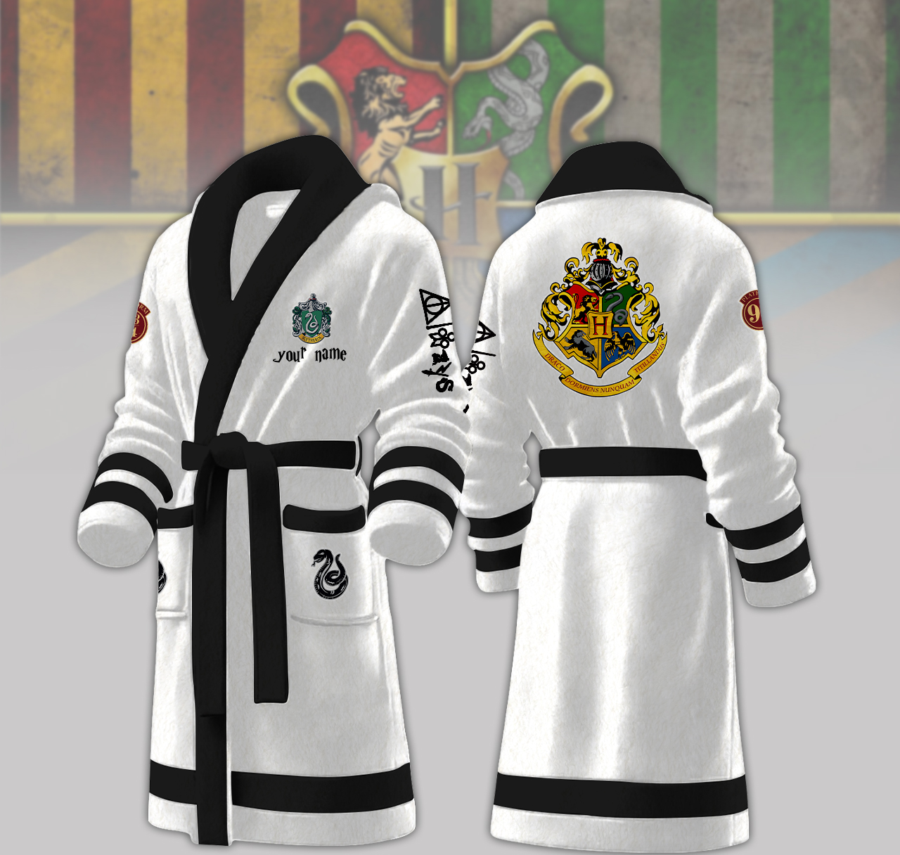 slytherin house harry potter personalized fleece bathrobe o4wod