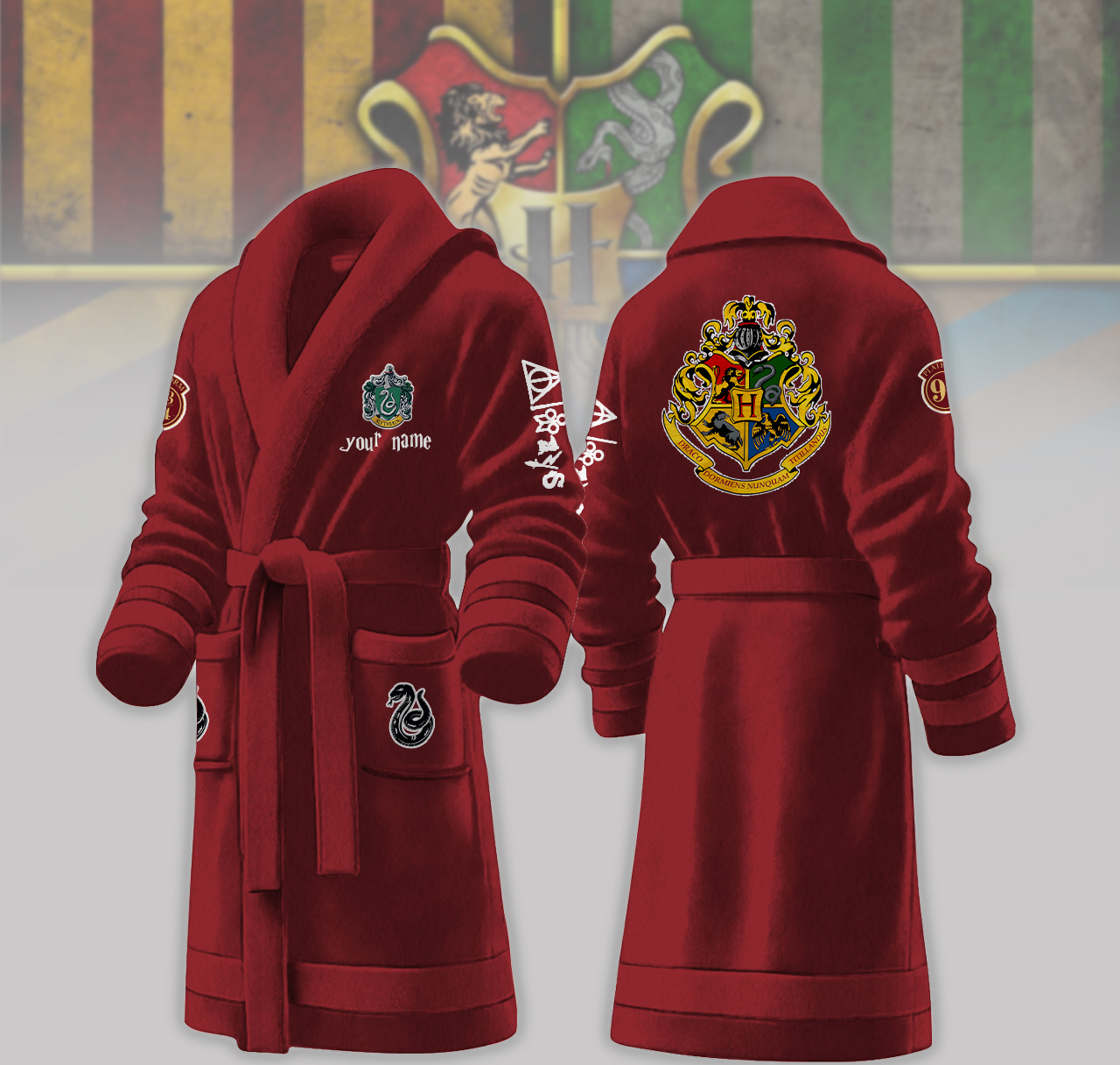 slytherin house harry potter personalized fleece bathrobe uwoyi