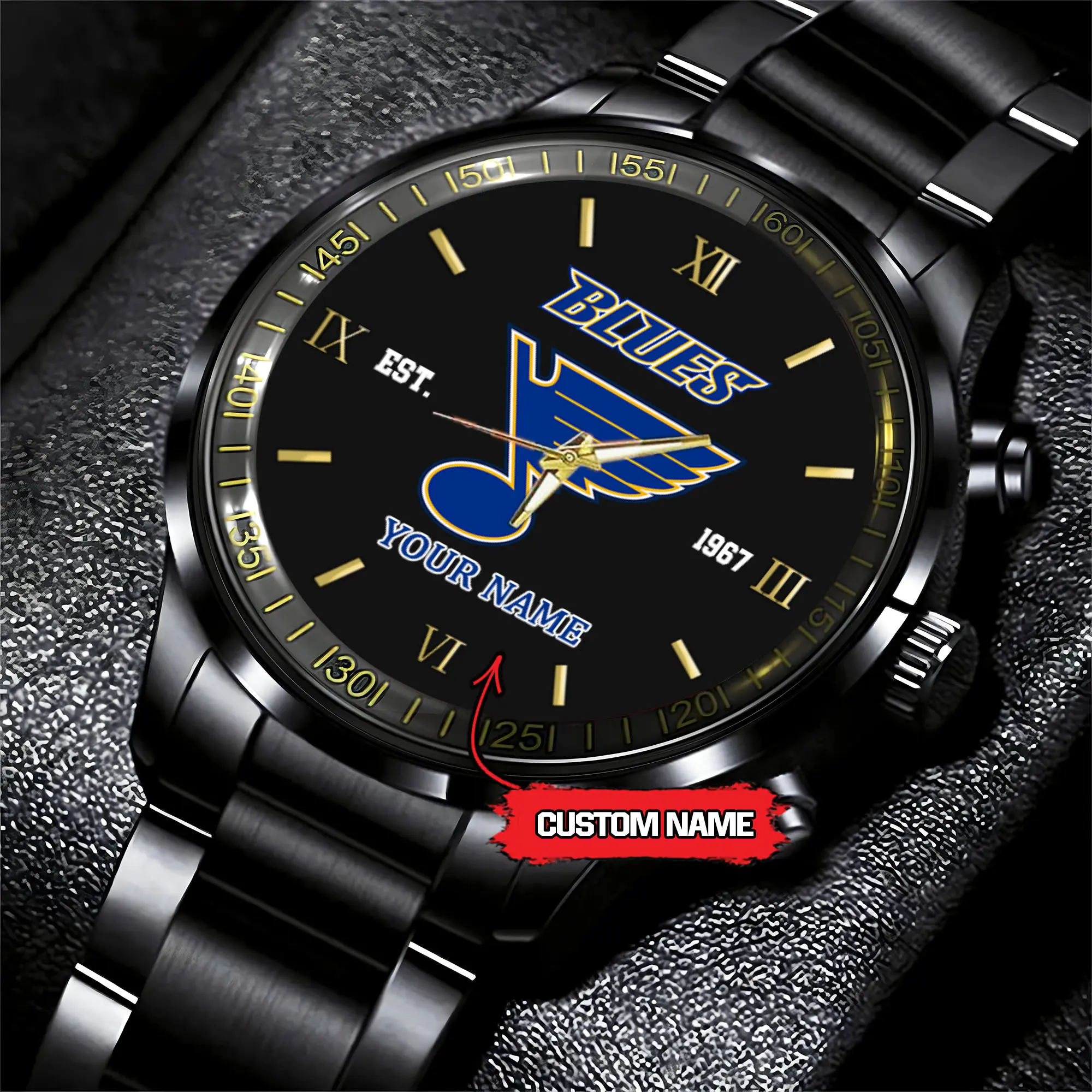 st louis blues nhl hockey game time custom black fashion watch 2takd