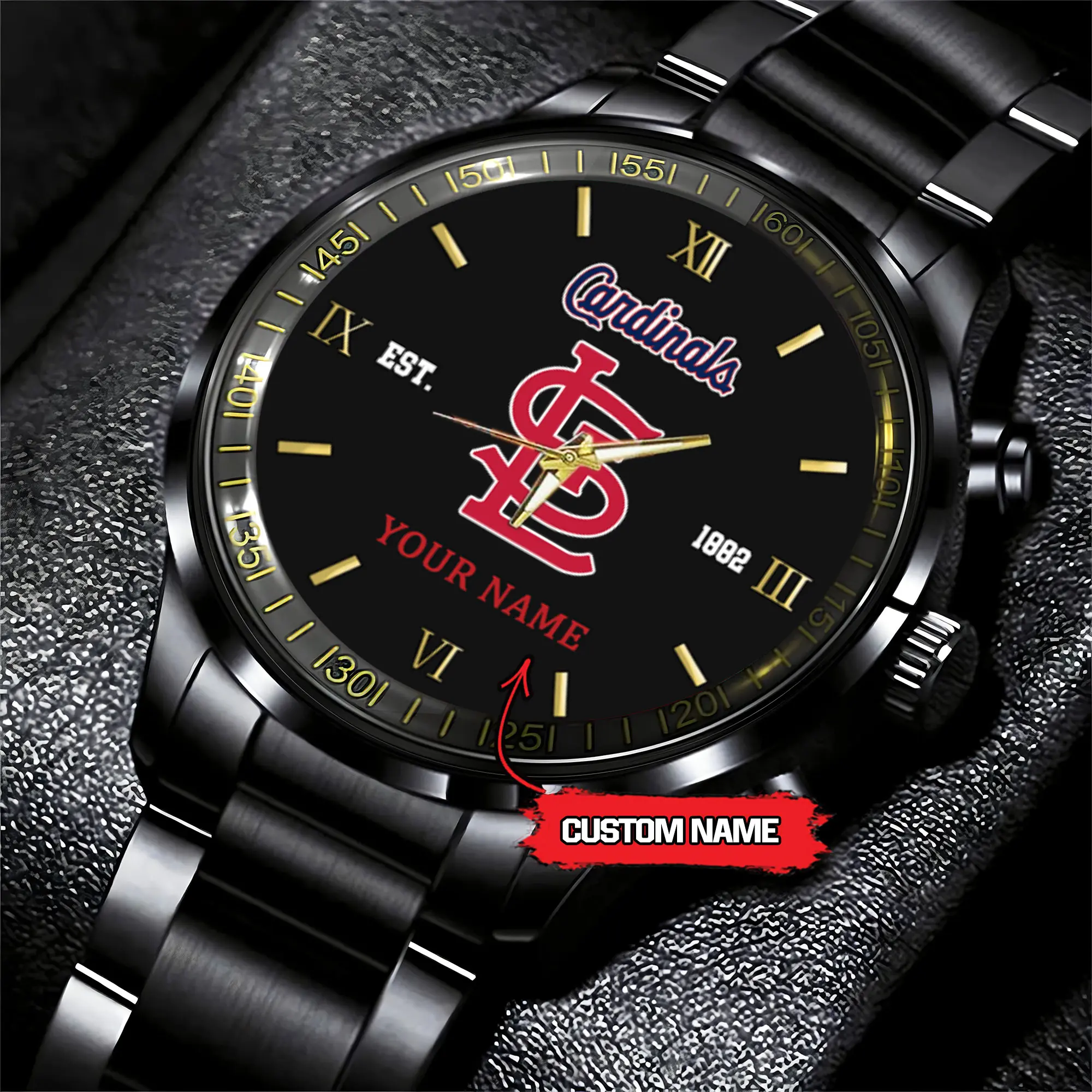 st louis cardinals mlb black fashion watch custom your name auqqn
