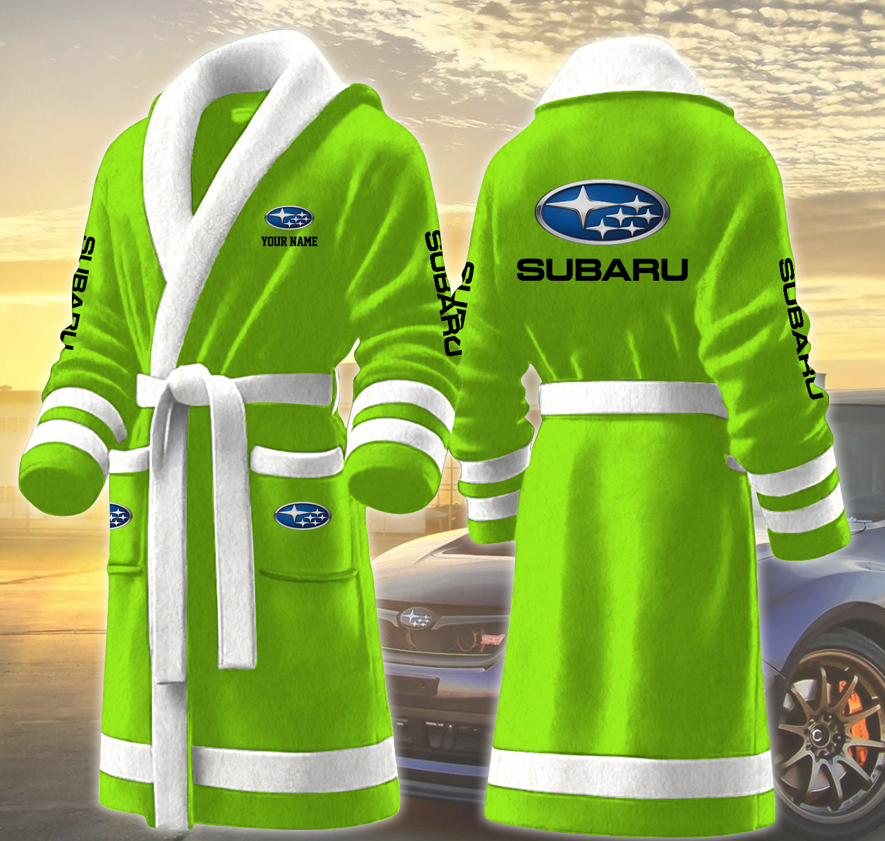 subaru motocycles personalized fleece bathrobe c23iy