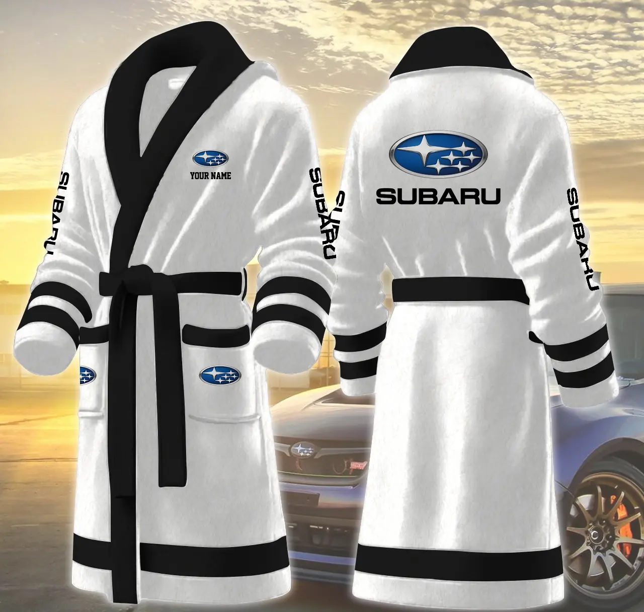 subaru motocycles personalized fleece bathrobe rkdqj