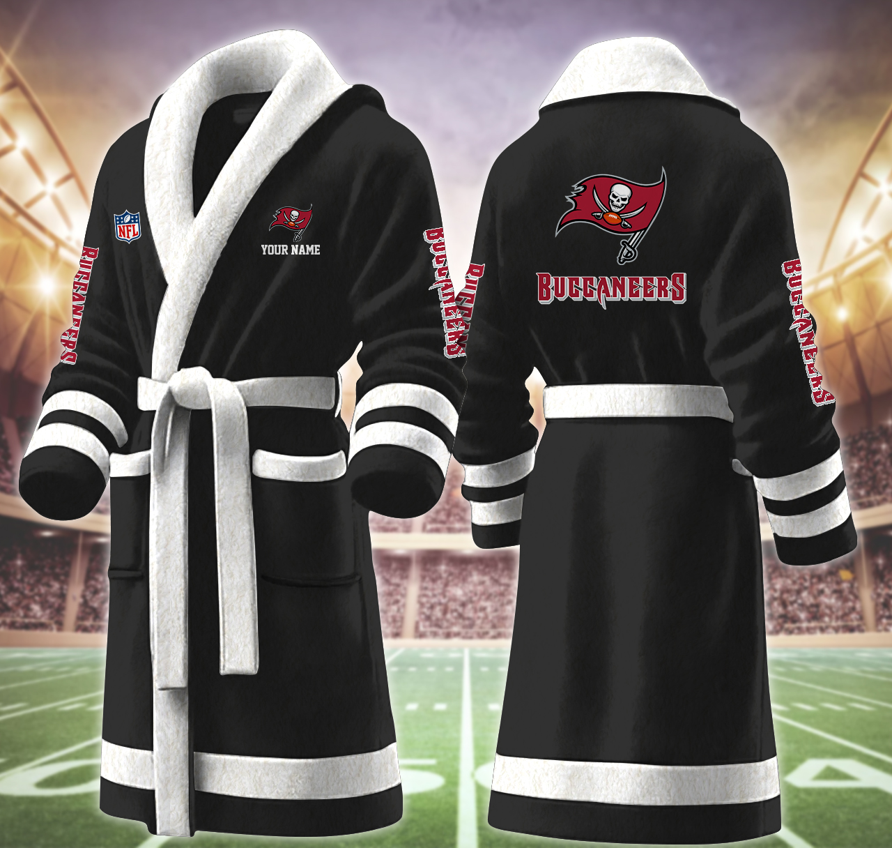 tampa bay buccaneers nfl personalized fleece bathrobe ohiqw