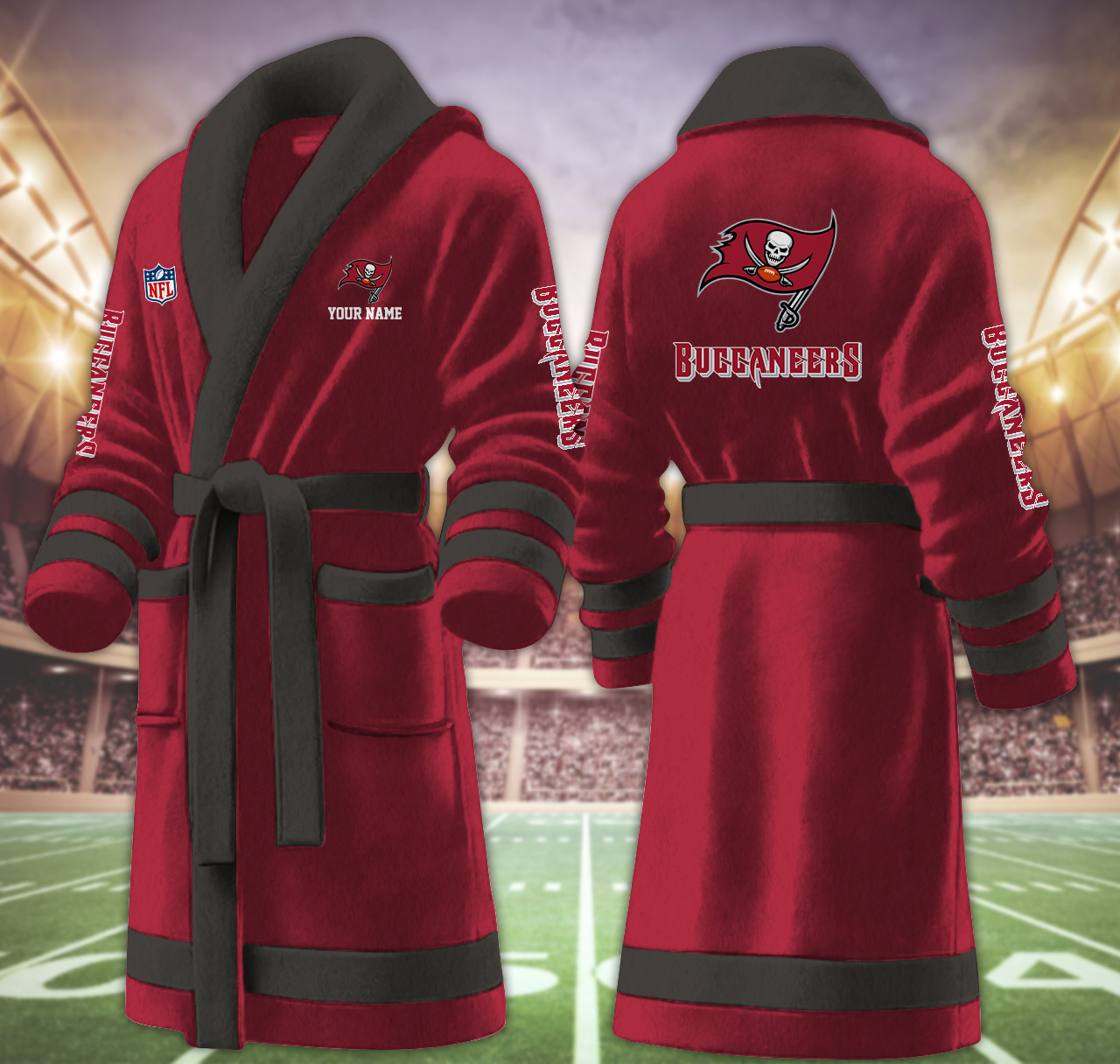 tampa bay buccaneers nfl personalized fleece bathrobe utm9c