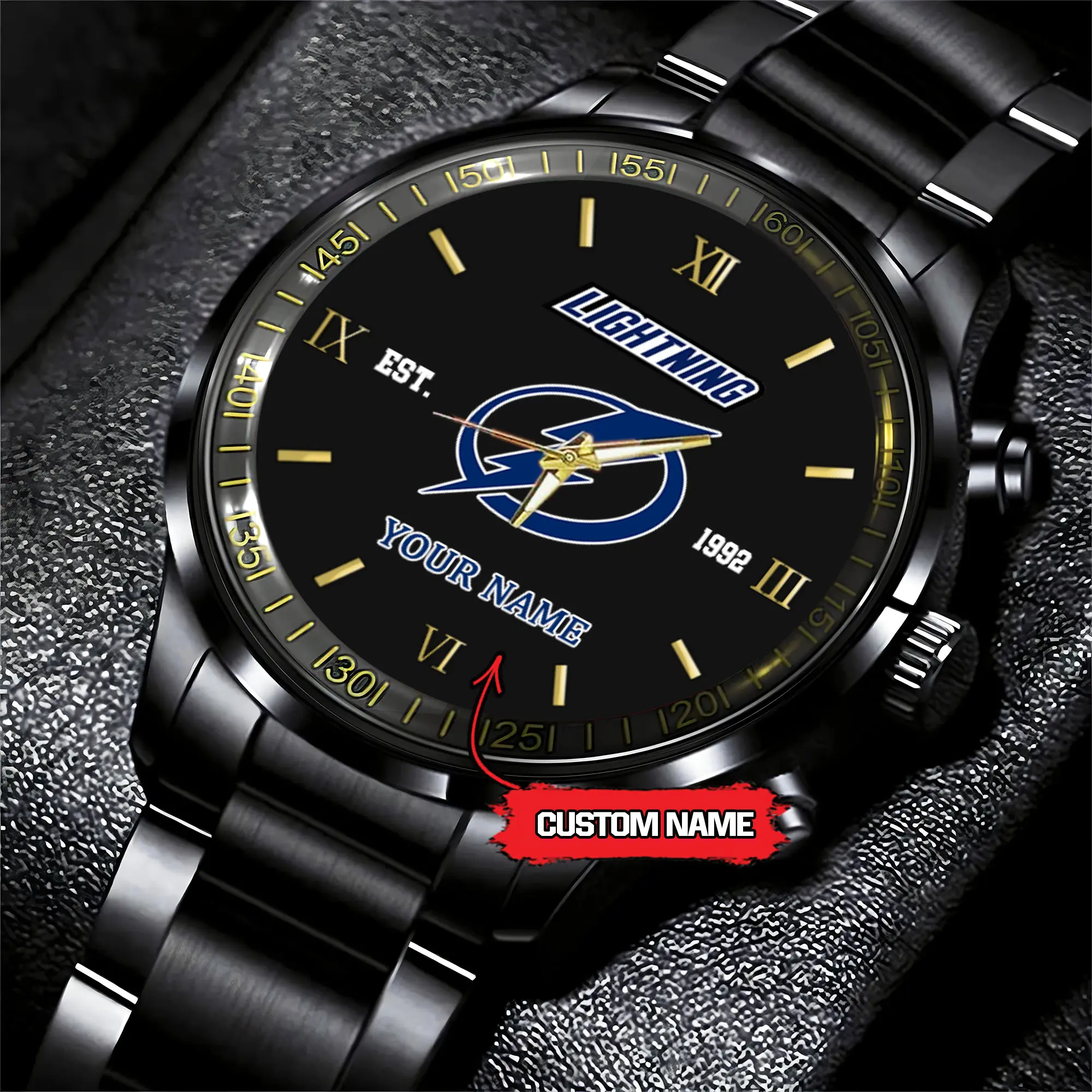 tampa bay lightning nhl hockey game time custom black fashion watch sawi9
