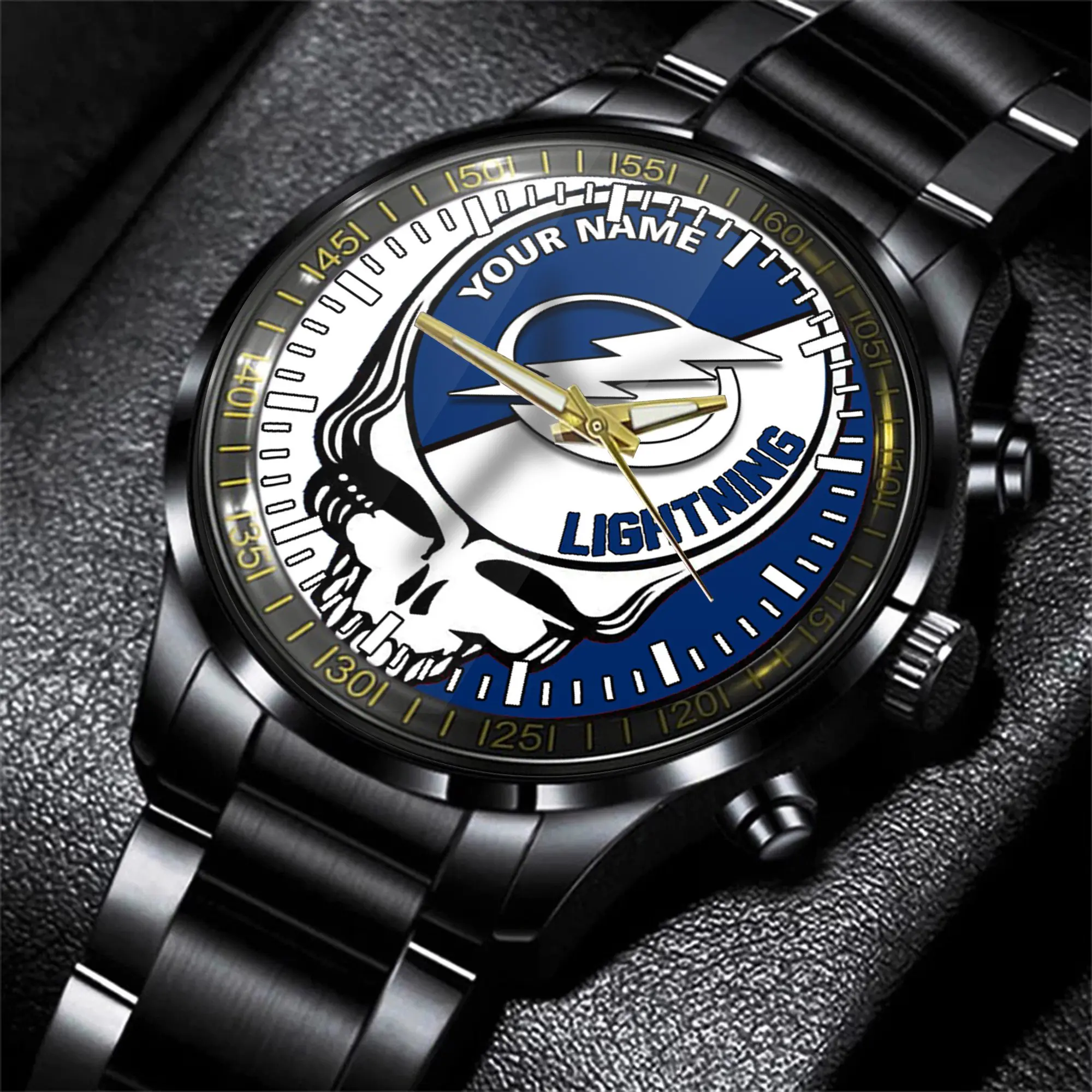 tampa bay lightning nhl skull personalized hand watch gift for fans xkzct