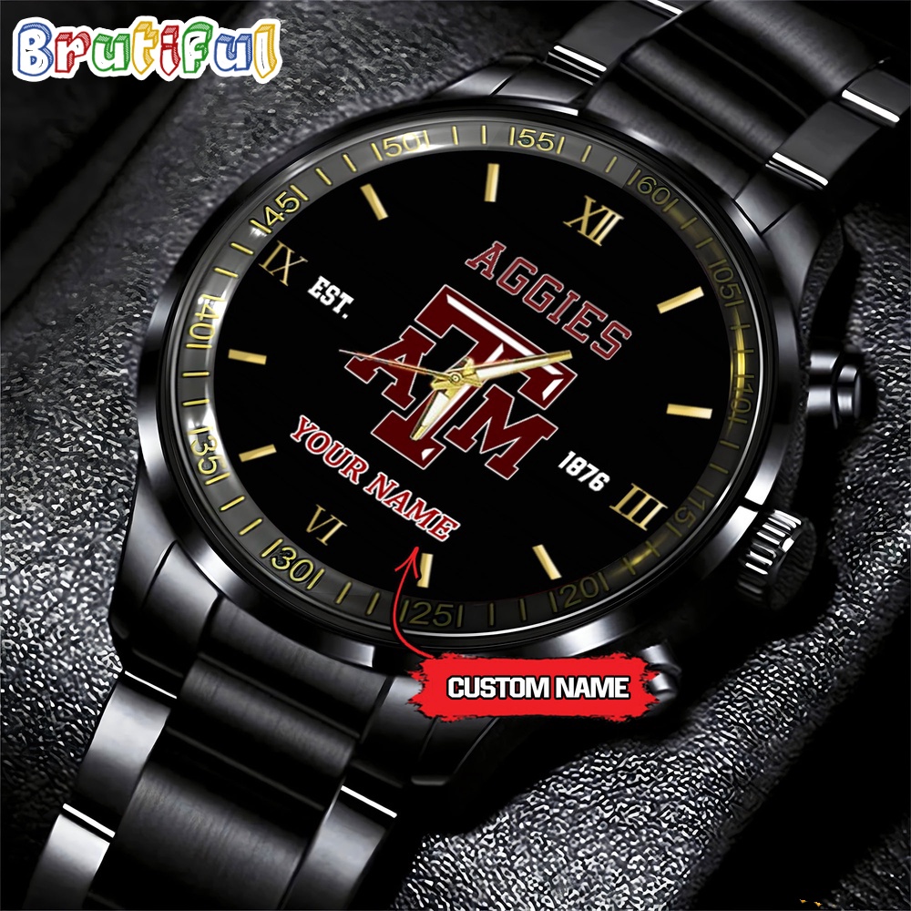 texas am aggies ncaa personalized black fashion watch football watch for fans yxqqd