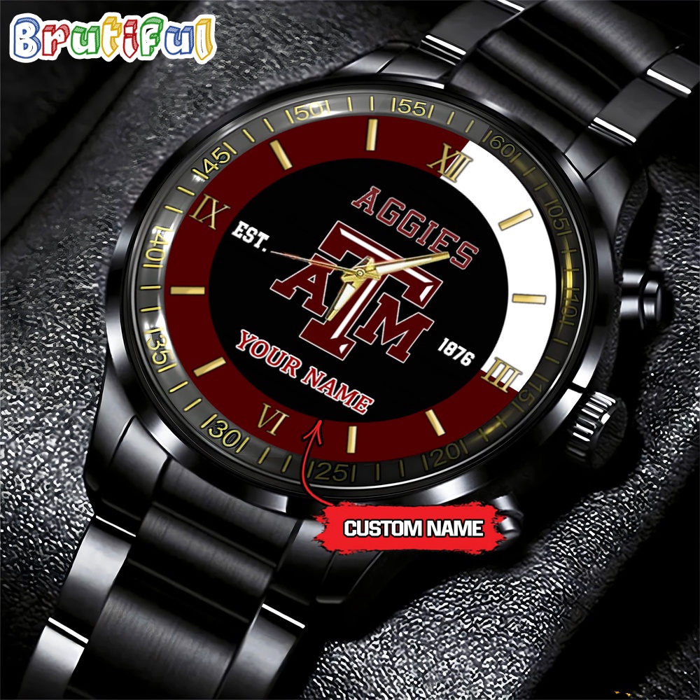 texas am aggies ncaa personalized black hand watch for fans ethzo