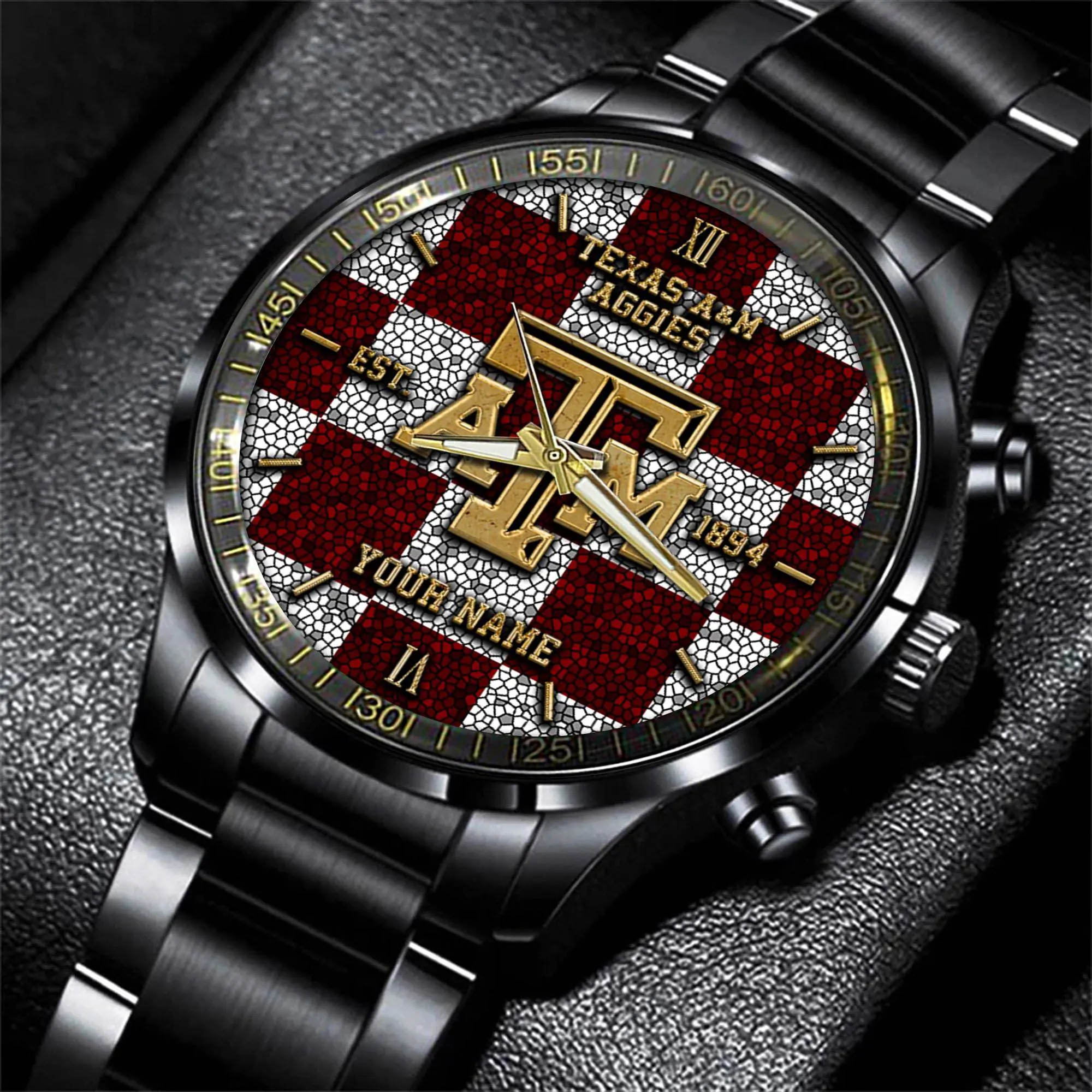 texas am aggies ncaa personalized black new hand watch gifts for fans v3aea