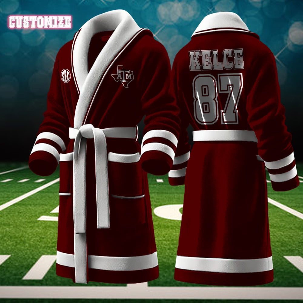 texas am aggies ncaa personalized fleece bathrobe qhqhp