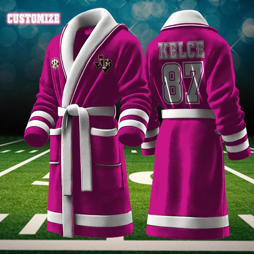 texas am aggies ncaa personalized fleece bathrobe thvgx