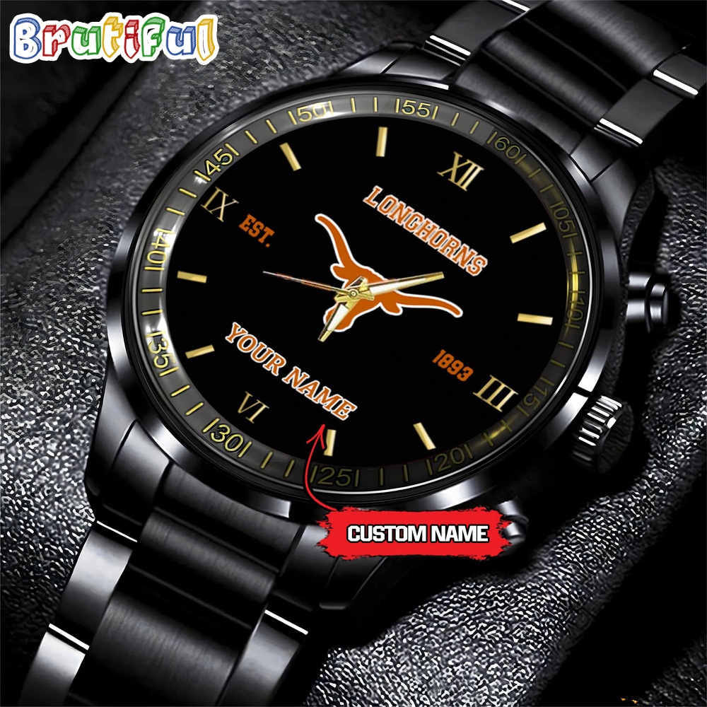 texas longhorns ncaa personalized black fashion watch football watch for fans wpqsl