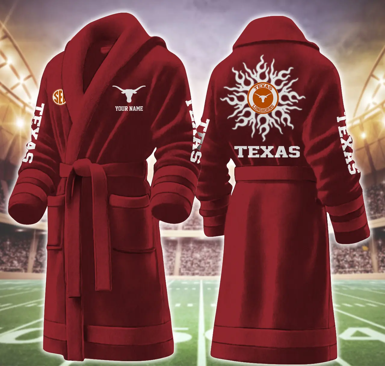 texas longhorns ncaa personalized fleece bathrobe 3kgyz