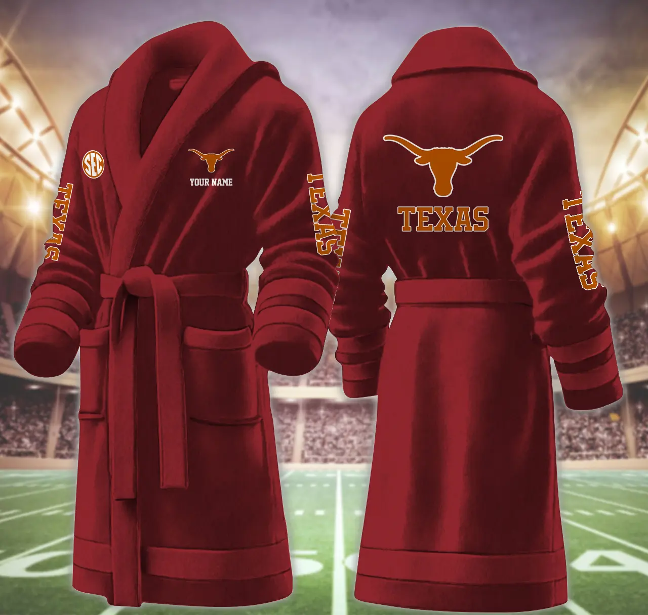 texas longhorns ncaa personalized fleece bathrobe i9e57