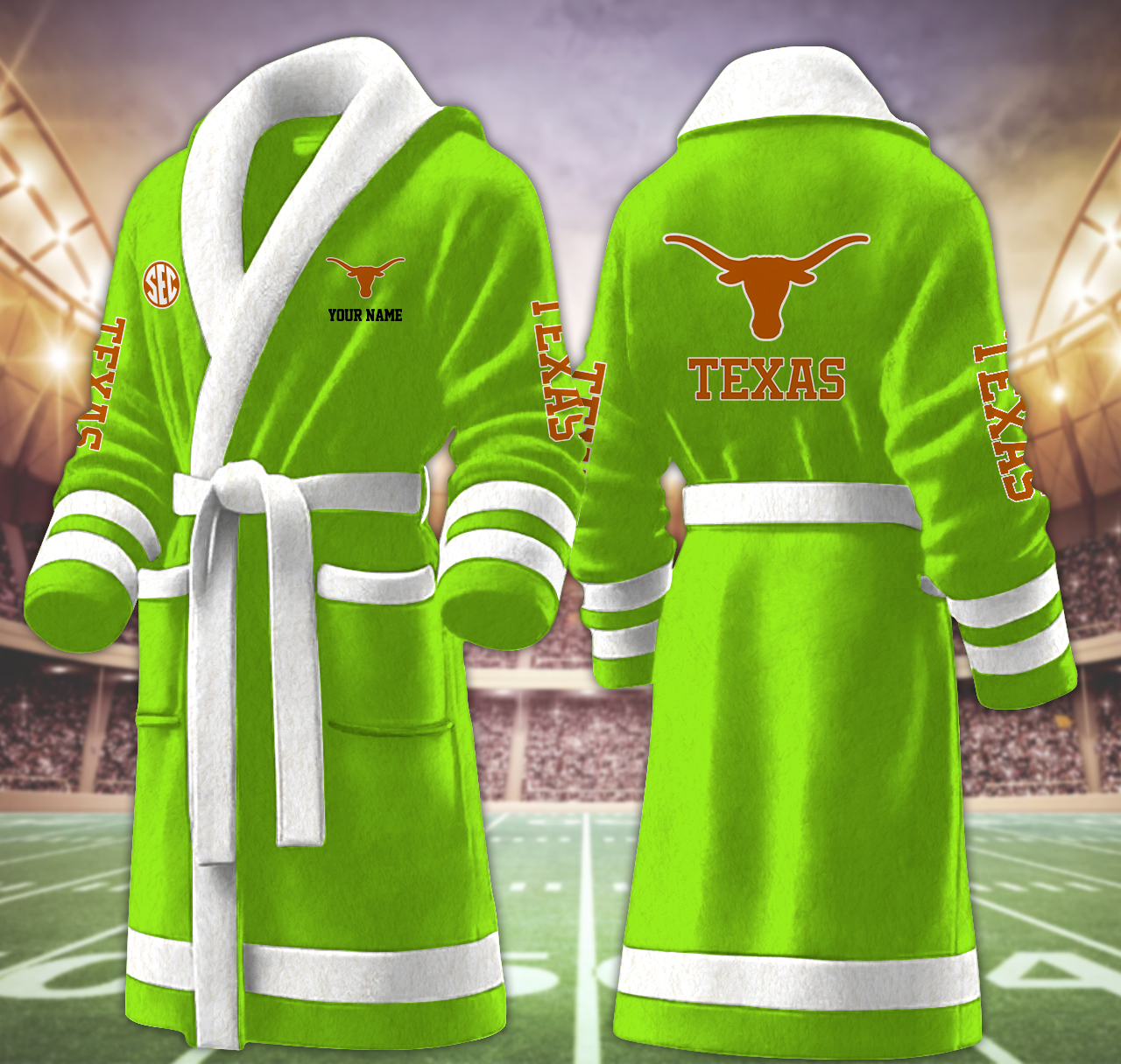texas longhorns ncaa personalized fleece bathrobe mdgi7