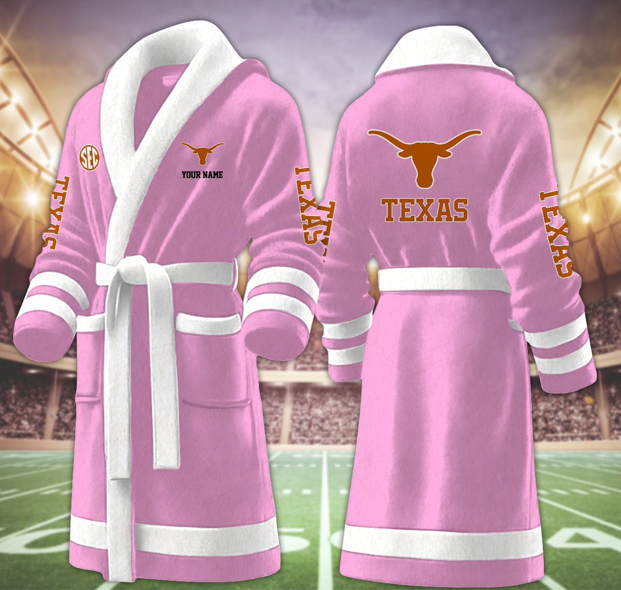 texas longhorns ncaa personalized fleece bathrobe mggme