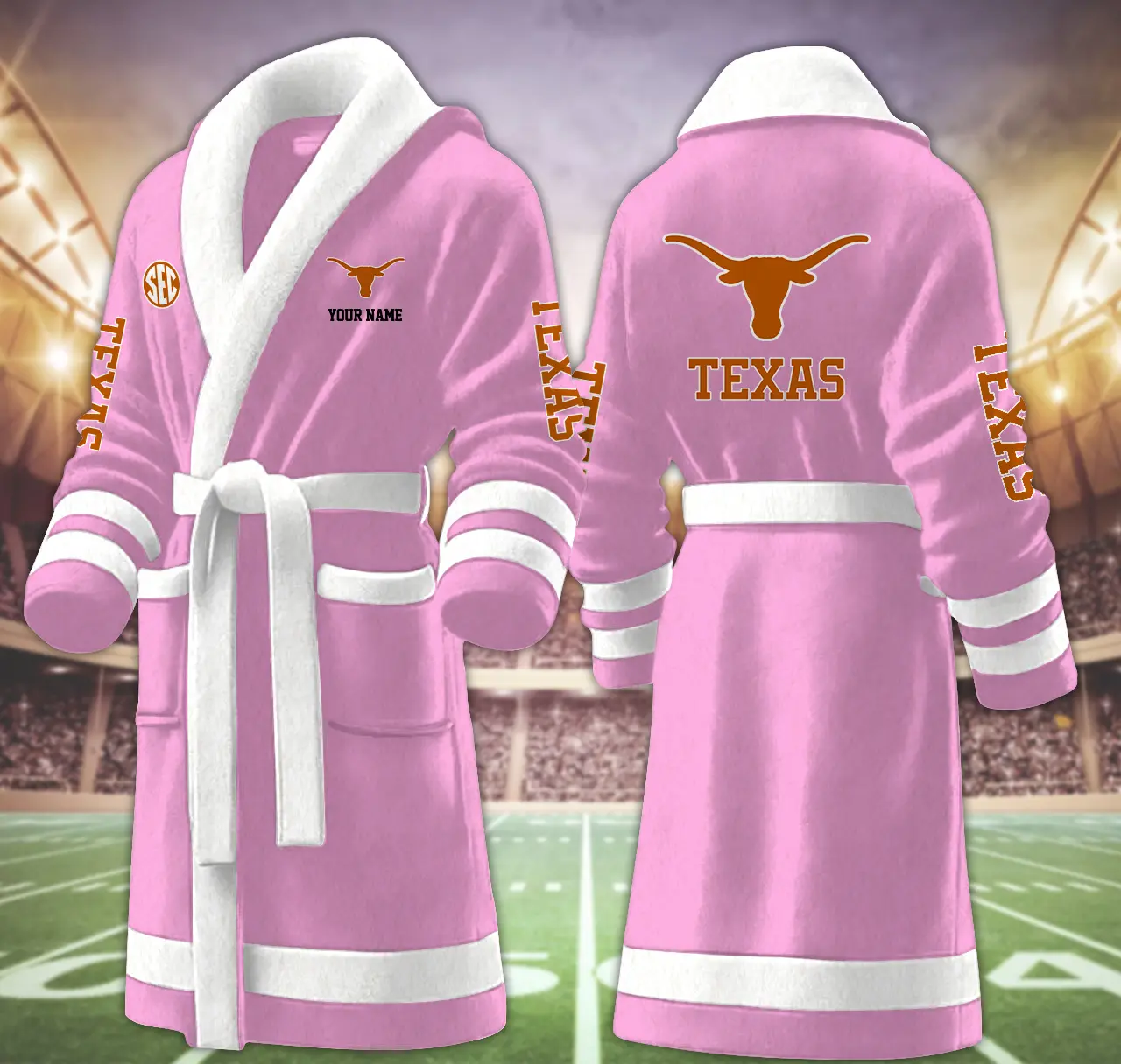 texas longhorns ncaa personalized fleece bathrobe mggme