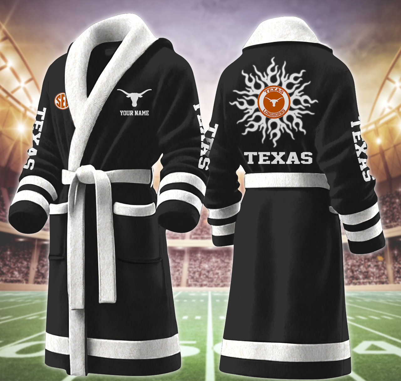 texas longhorns ncaa personalized fleece bathrobe wmfre