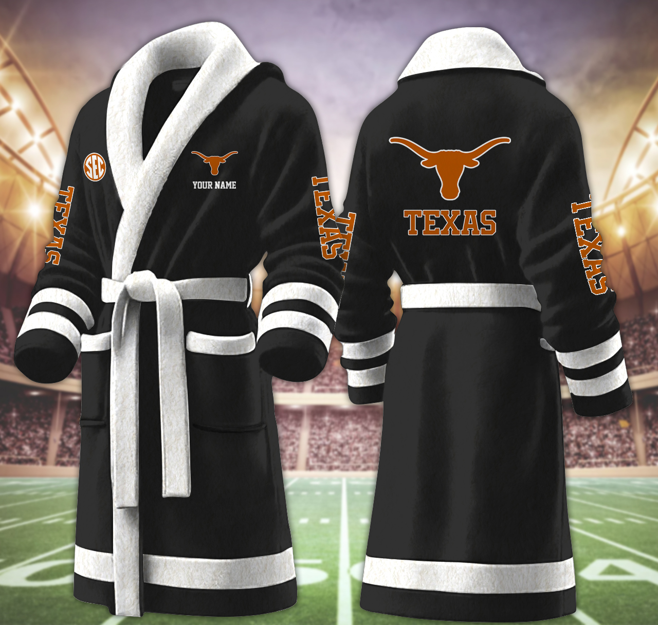 texas longhorns ncaa personalized fleece bathrobe xkfnc