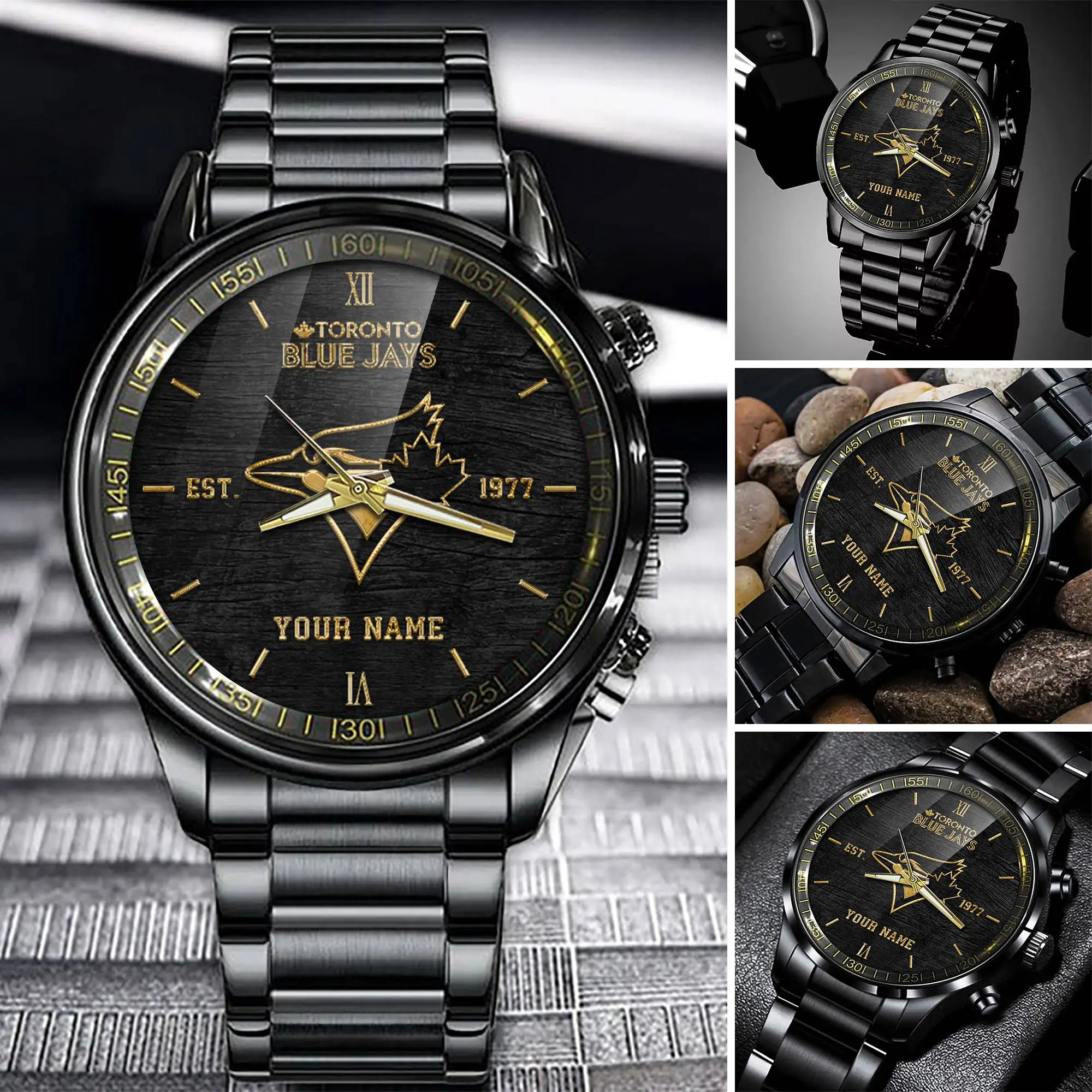 toronto blue jays mlb black fashion watch custom your name givxn